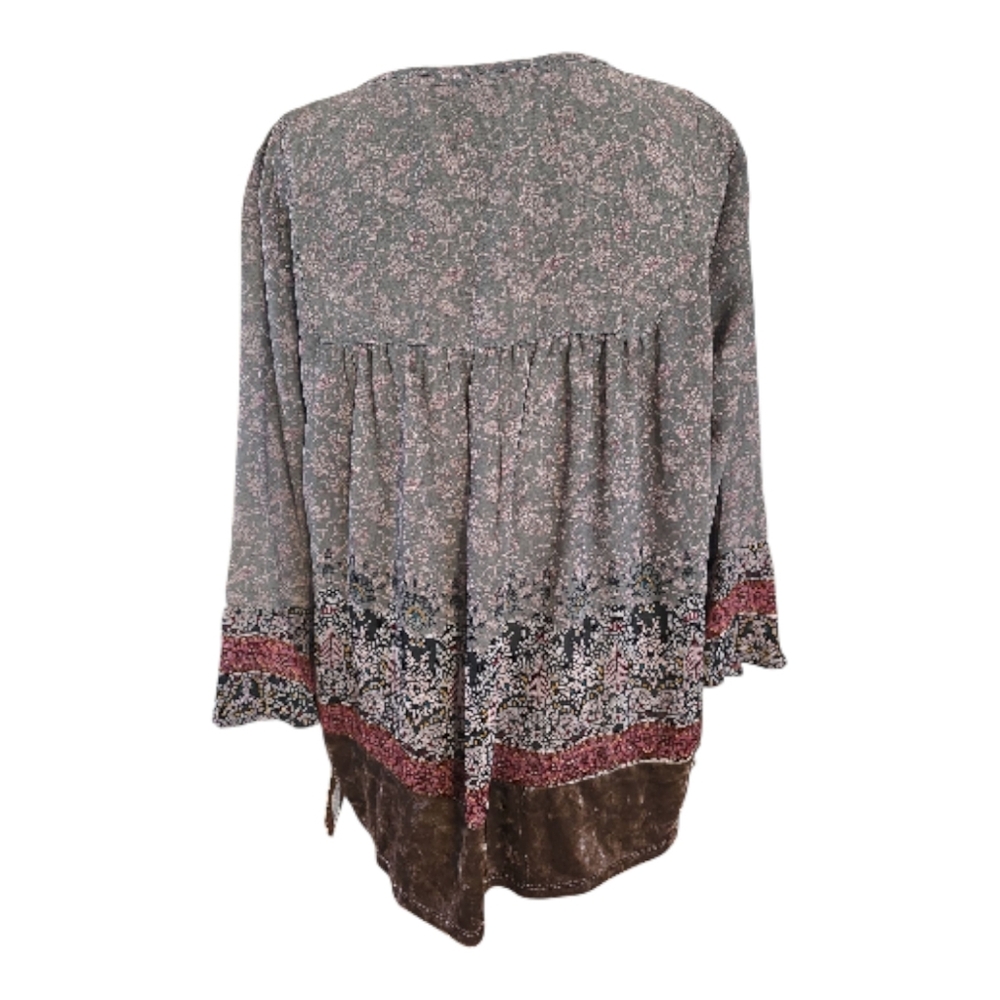KNOX ROSE Boho Velvet Floral Top - Picture 2 of 8